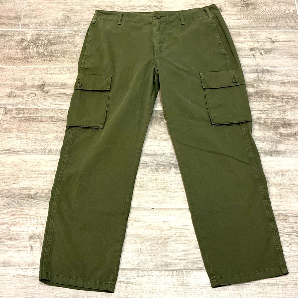 FRAME Women’s Relaxed Cropped Utility Cargo Pants Olive‎ Green Size 27